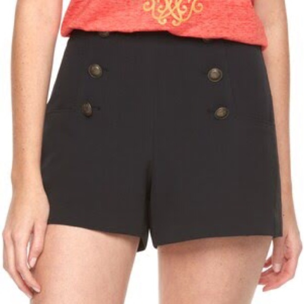 Alice In Wonderland Double Button Black Shorts